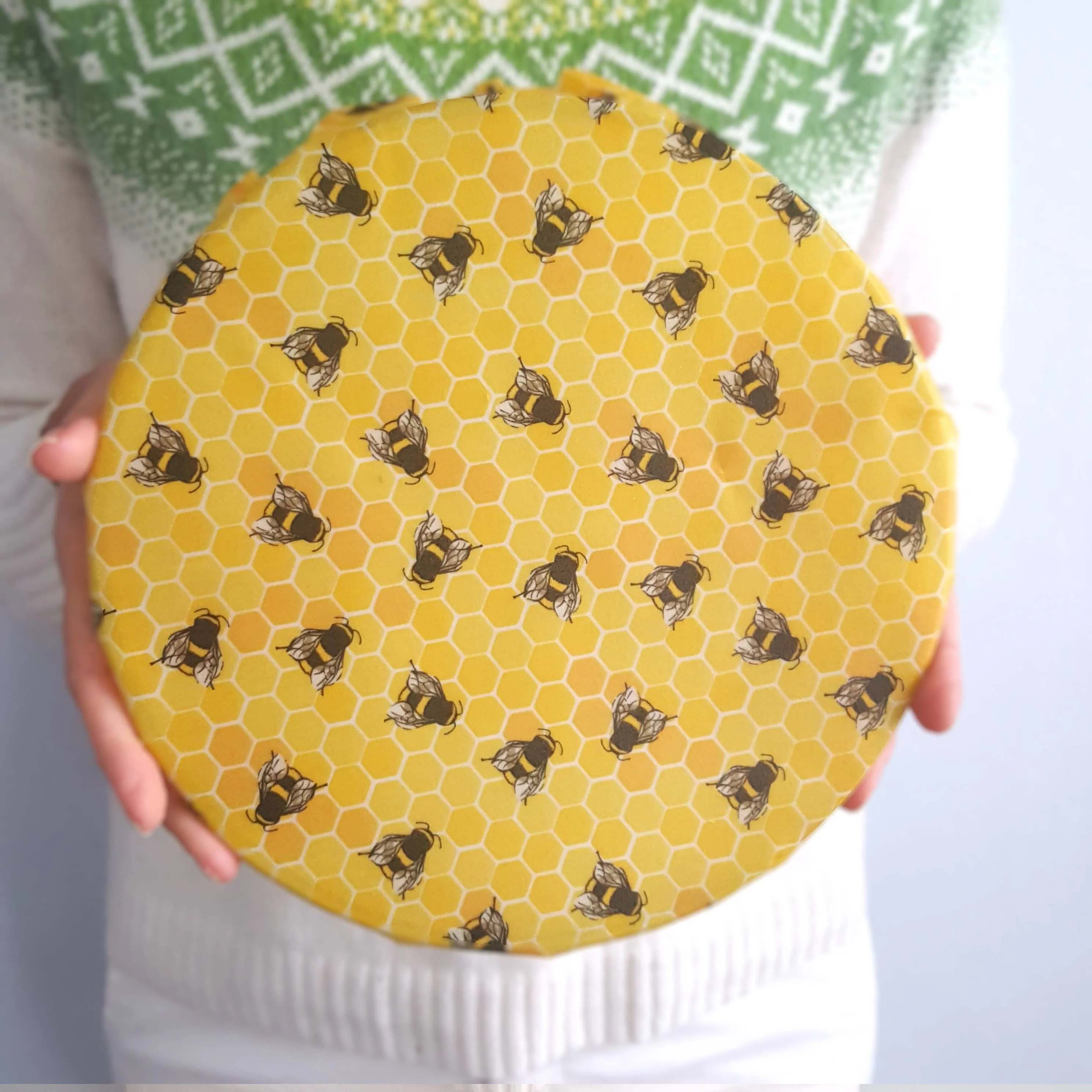 3 (L,M,S) HANDMADE Beeswax Wraps | Bee Happy Spring - Image 3