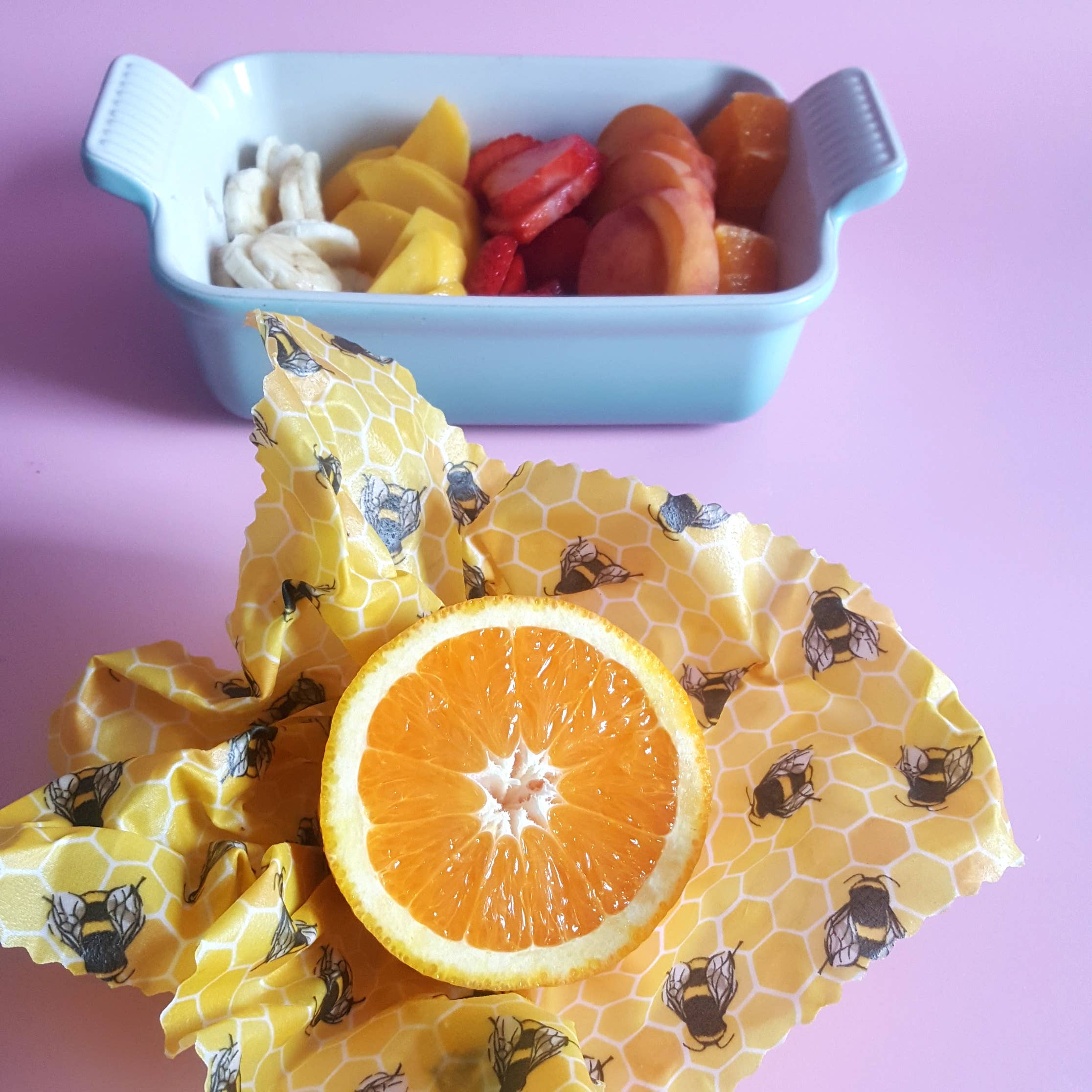3 (L,M,S) HANDMADE Beeswax Wraps | Bee Happy Spring - Image 4