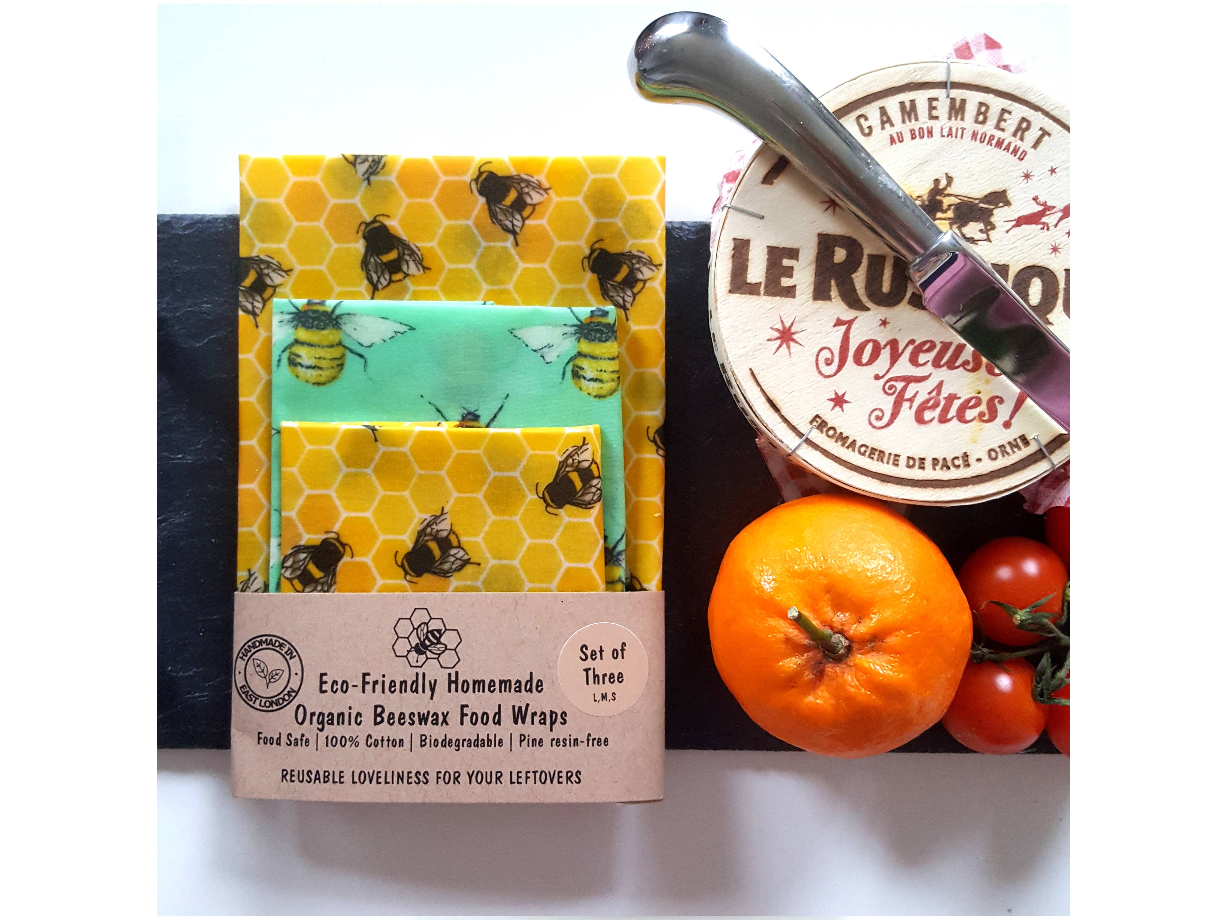 3 (L,M,S) HANDMADE Beeswax Wraps | Bee Happy Spring - Image 6