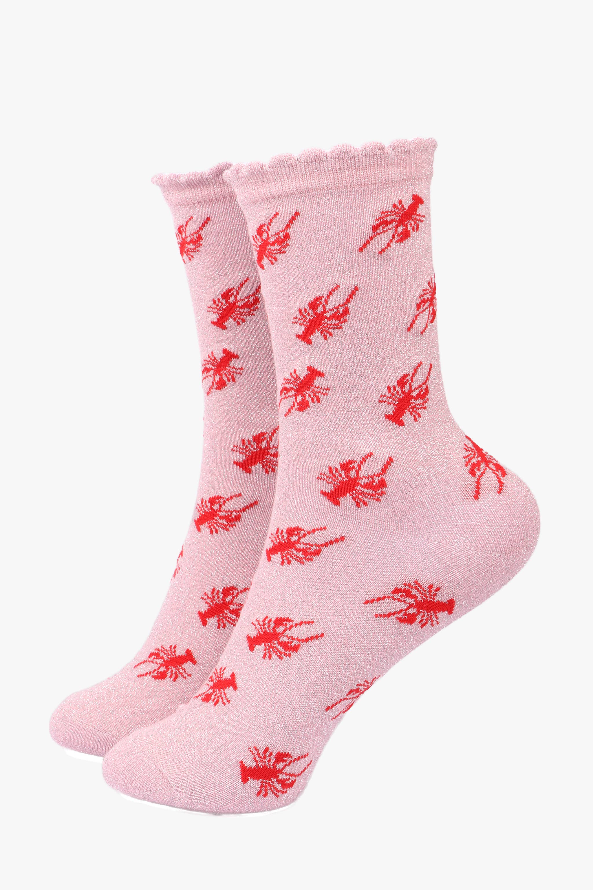 Sock Talk Lobster Glitter Socks