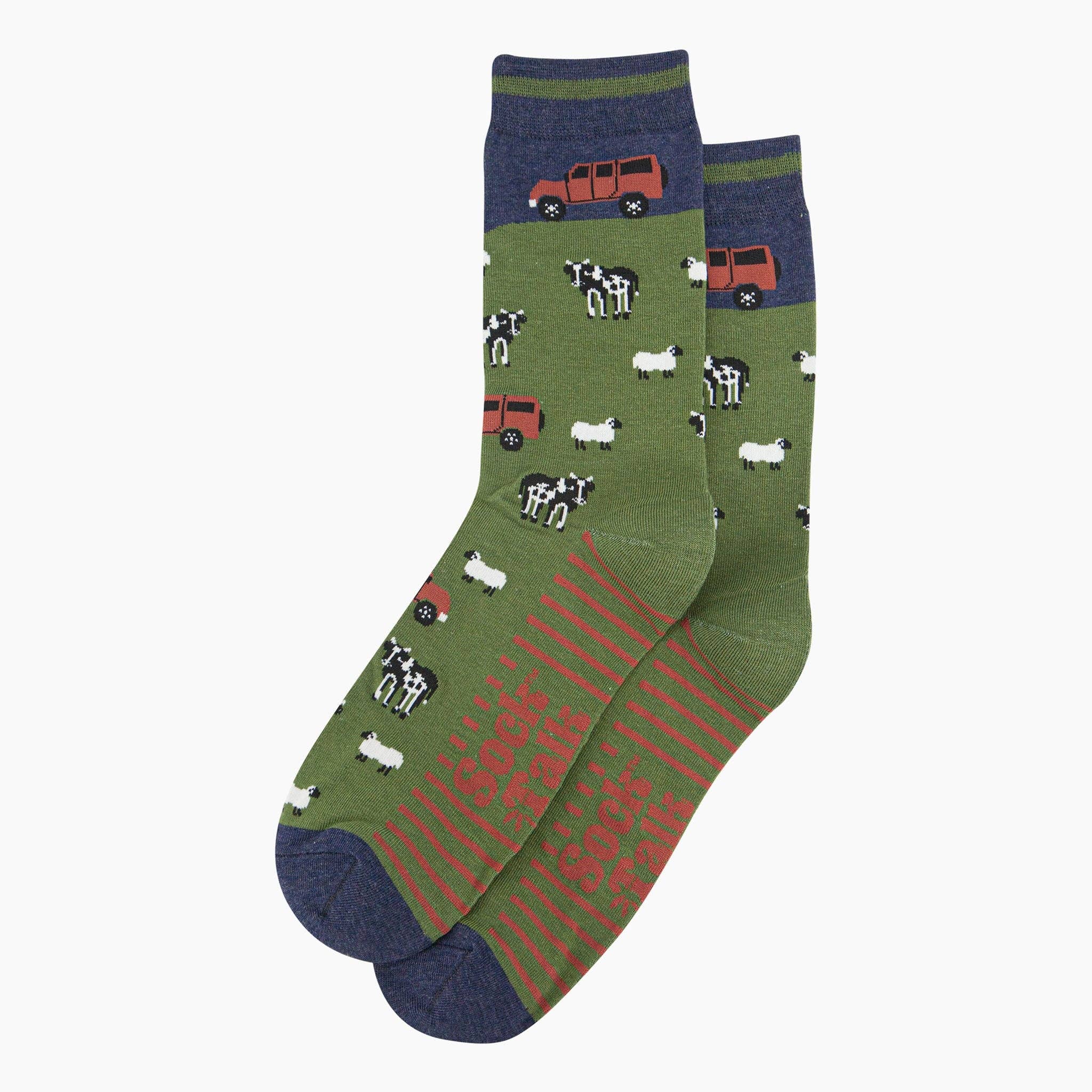 Men's Bamboo Socks - Navy/Green, Off-Roader Farm: UK 7-11 | EU 40.5-46 | US 8-12 - Image 2