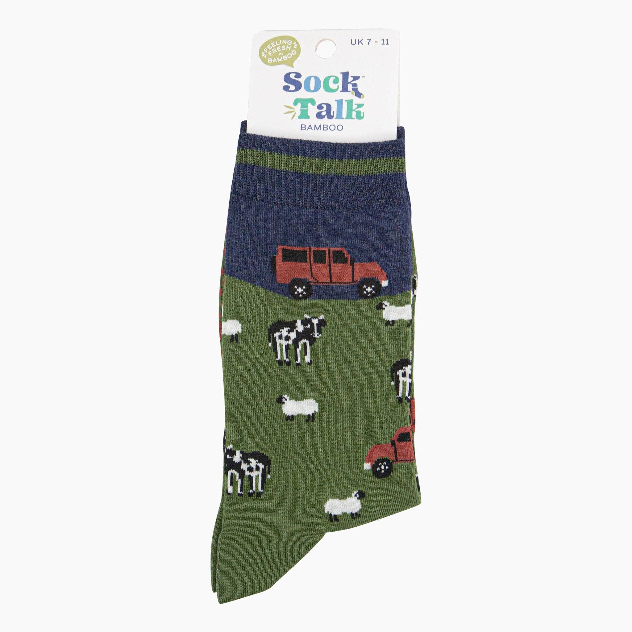 Men's Bamboo Socks - Navy/Green, Off-Roader Farm: UK 7-11 | EU 40.5-46 | US 8-12 - Image 4