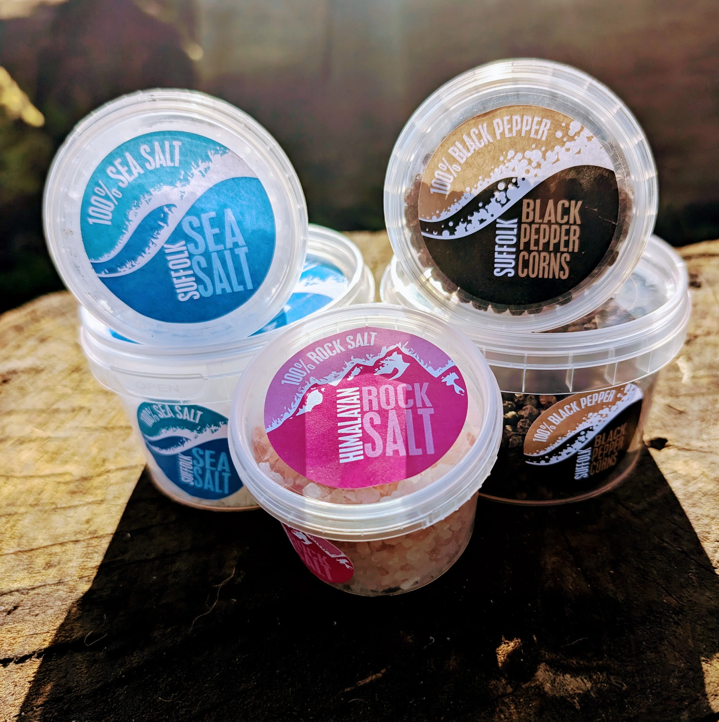 Suffolk Sea Salt / Himalayan Rock Salt / Smoked Salt/ Black Pepper Corns