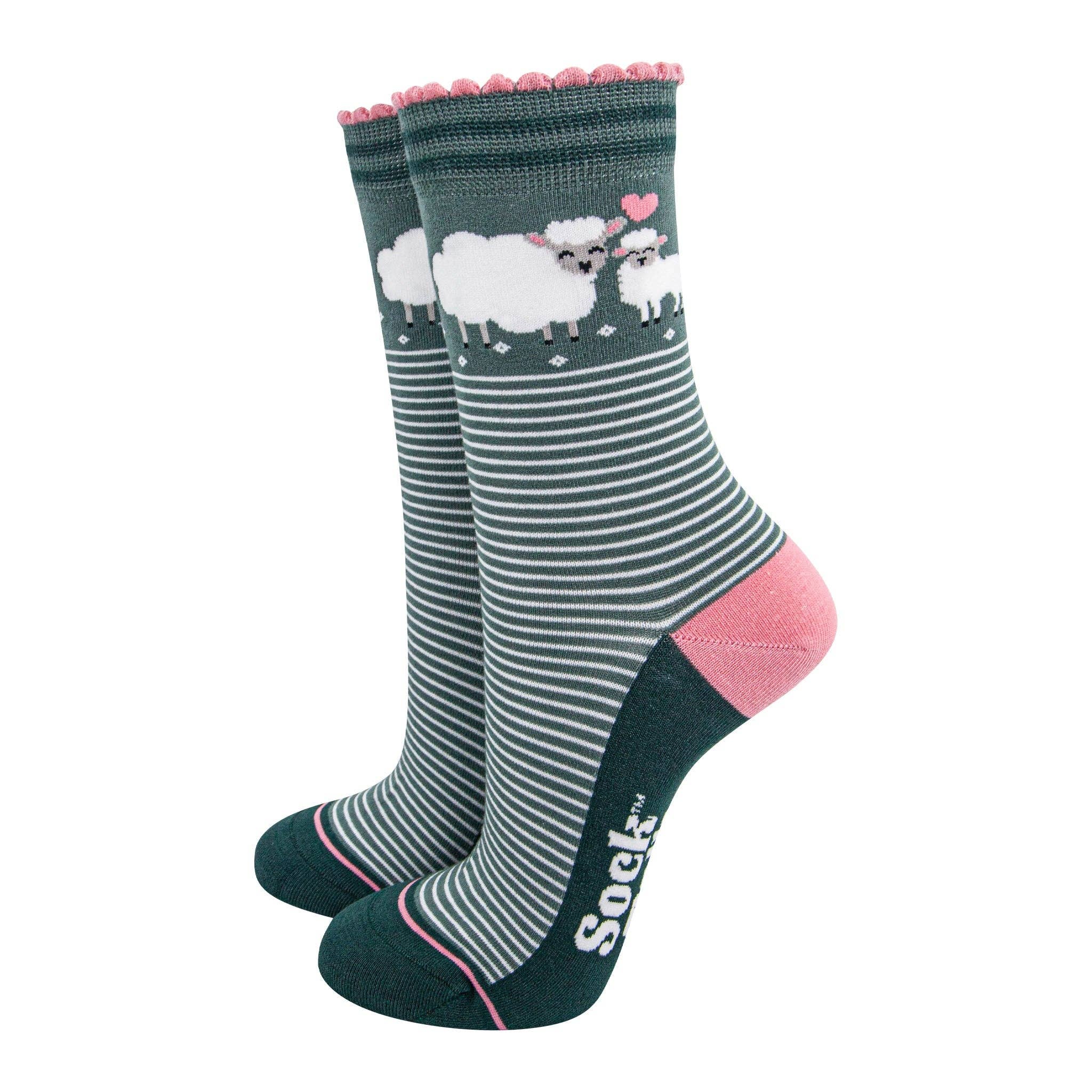Sock Talk Green & Pink Lambs