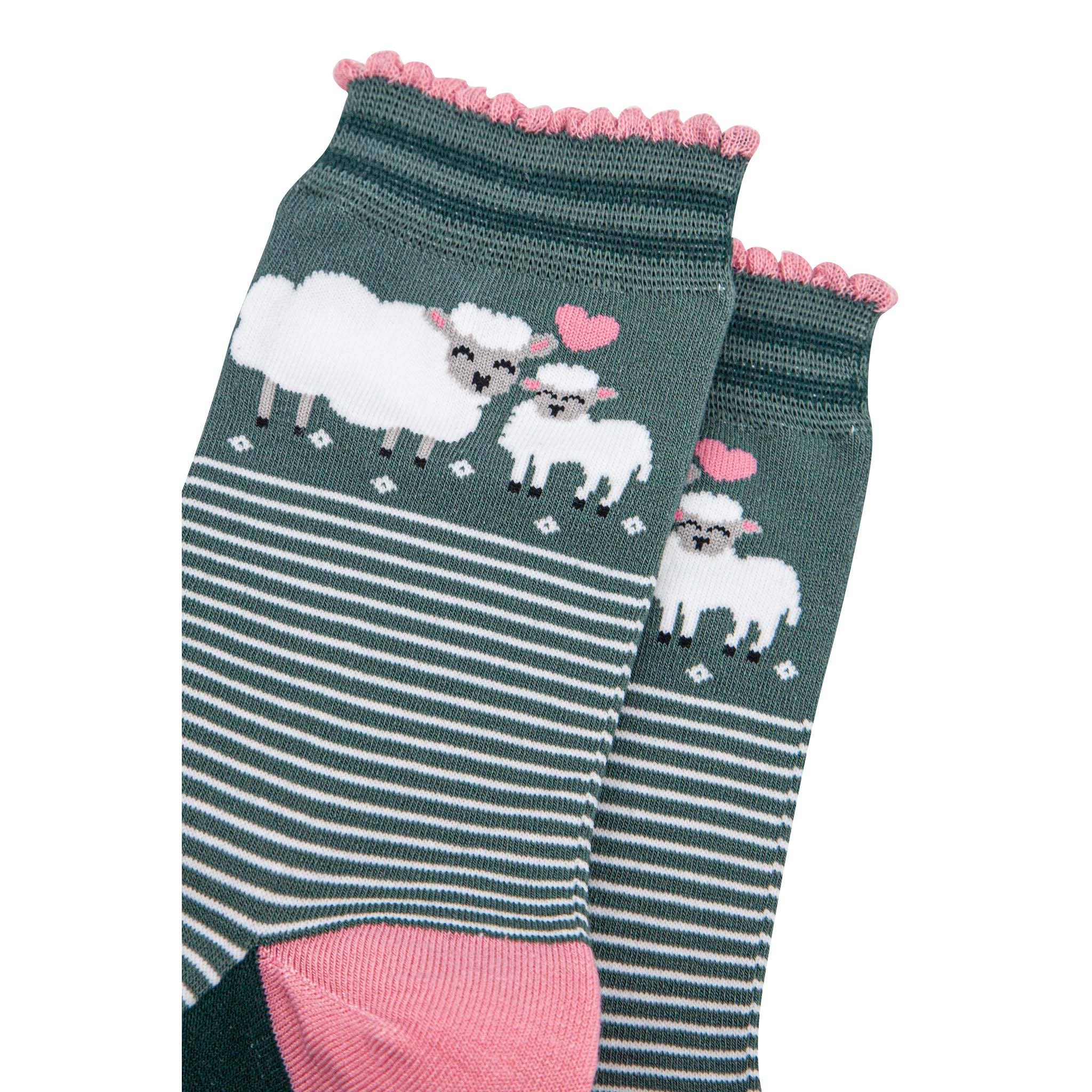 Sock Talk Green & Pink Lambs - Image 3