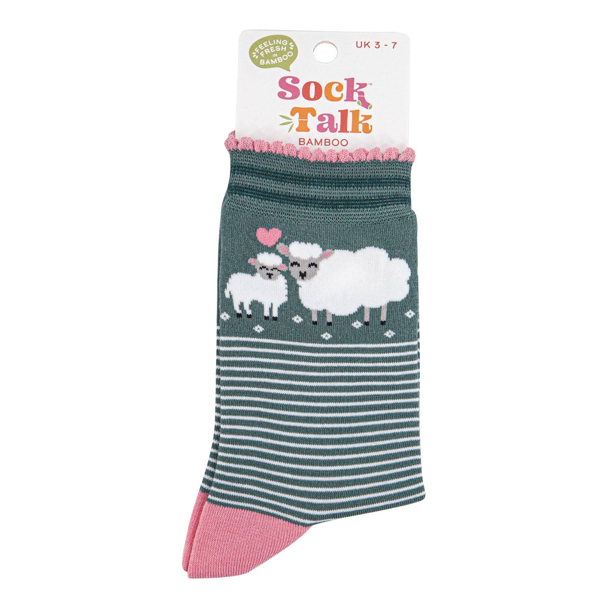 Sock Talk Green & Pink Lambs - Image 4