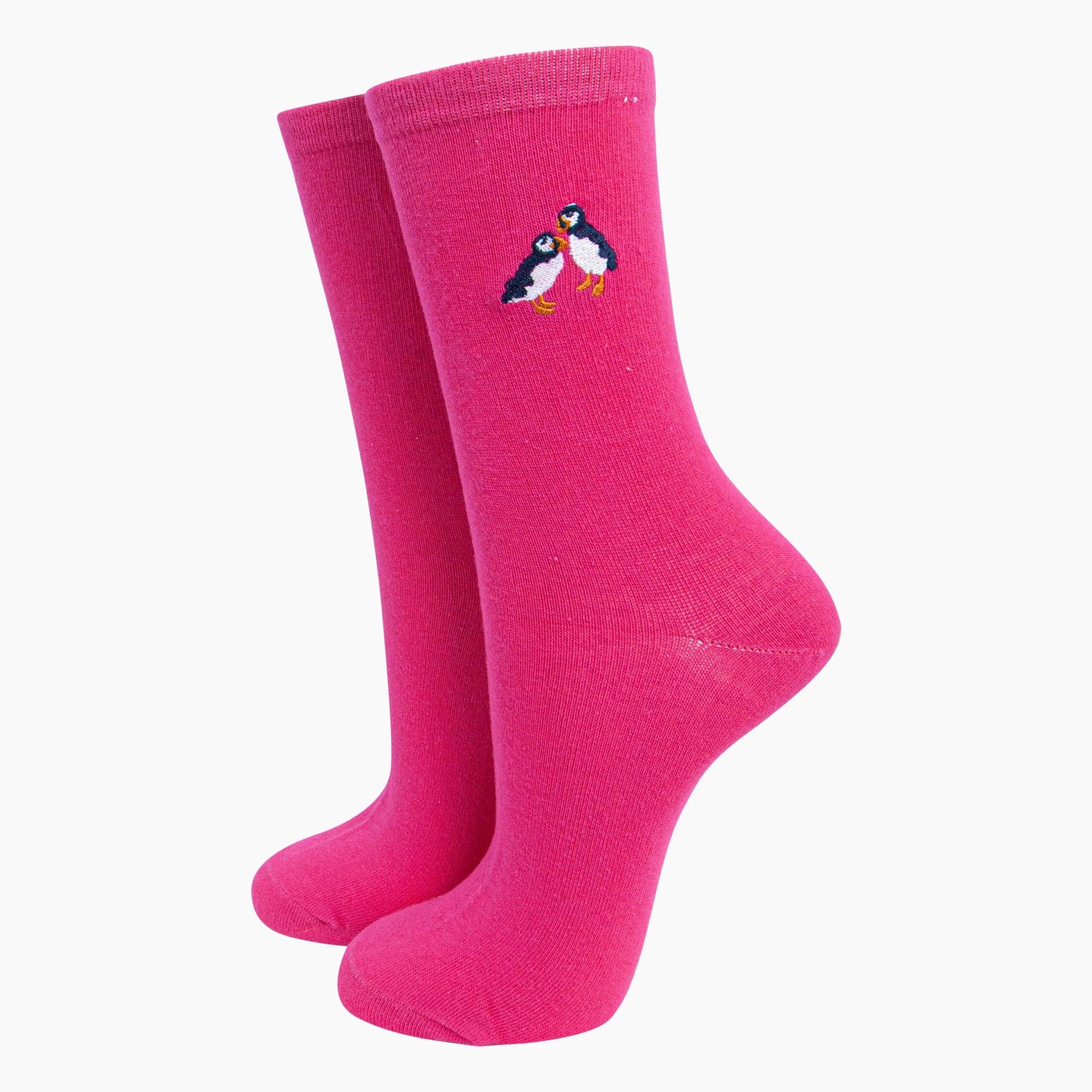 Sock Talk Fuchsia Pink Puffins Socks