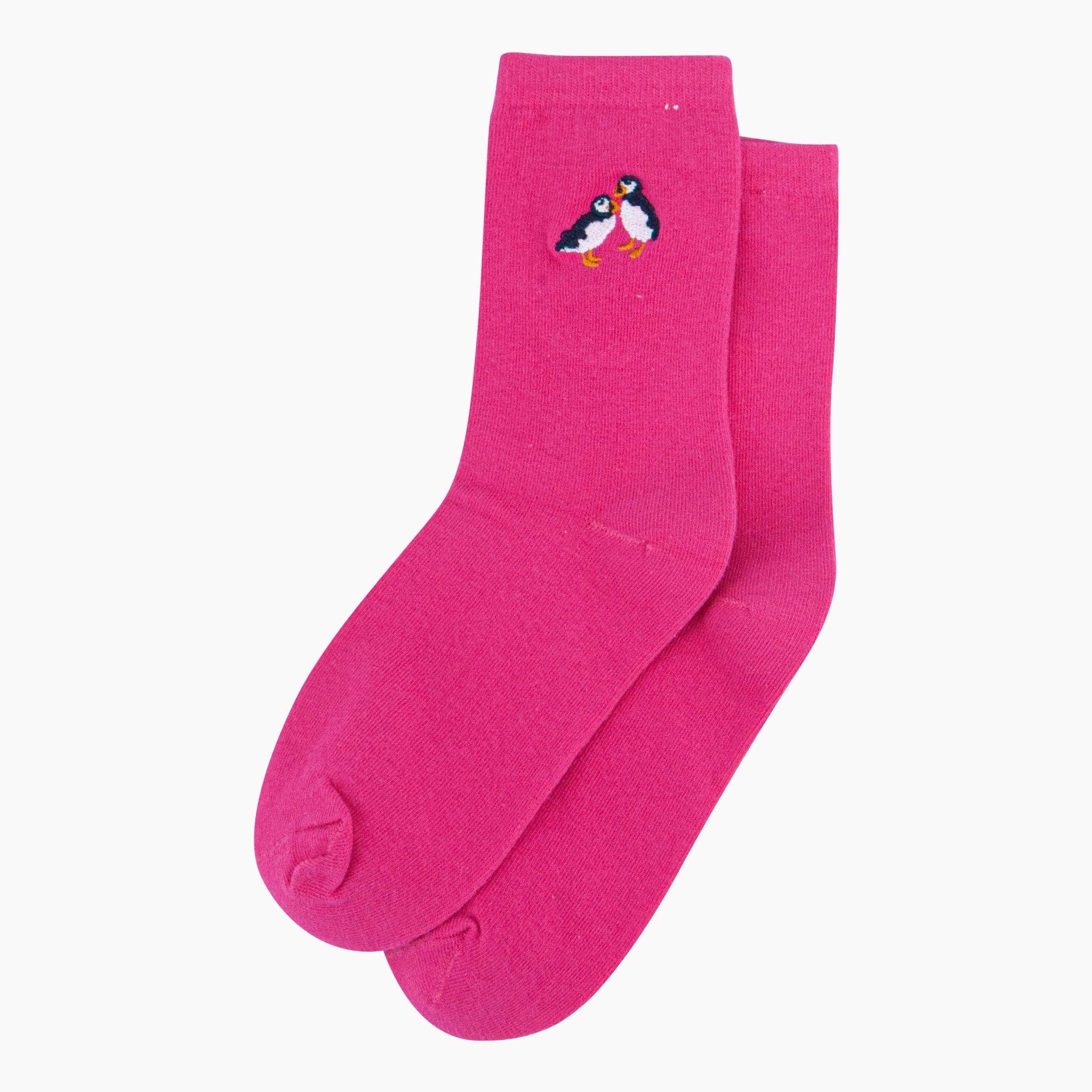 Sock Talk Fuchsia Pink Puffins Socks - Image 2