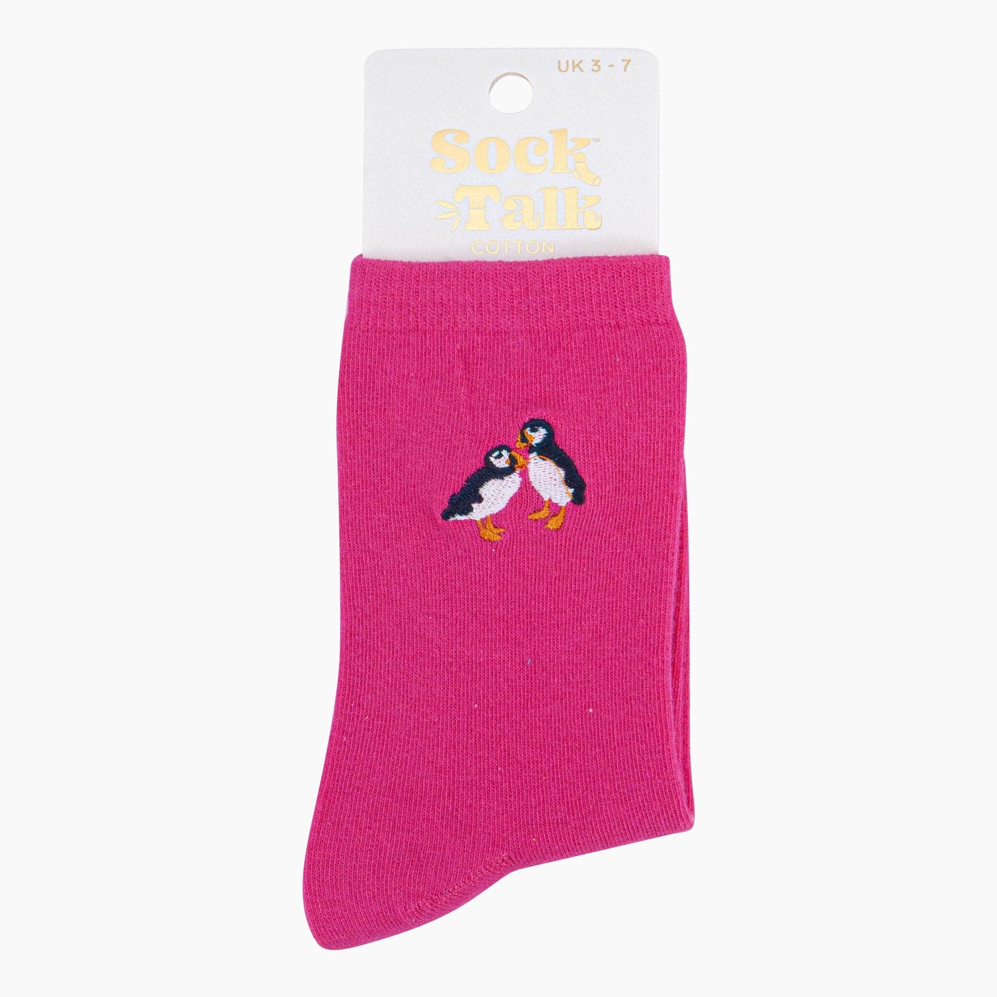Sock Talk Fuchsia Pink Puffins Socks - Image 3